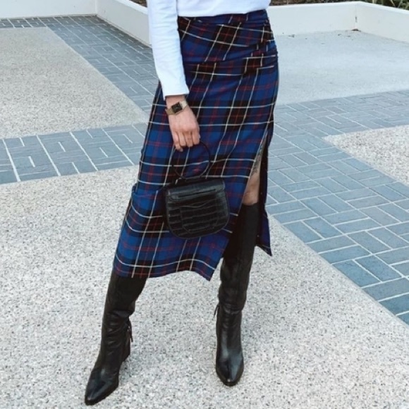 Zara plaid side slit midi skirt, blogger's favorite! - Picture 3 of 9